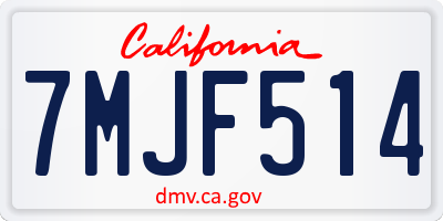 CA license plate 7MJF514