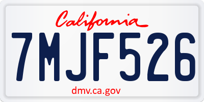 CA license plate 7MJF526