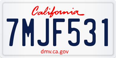 CA license plate 7MJF531