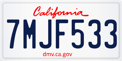 CA license plate 7MJF533