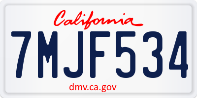 CA license plate 7MJF534