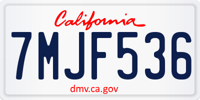 CA license plate 7MJF536
