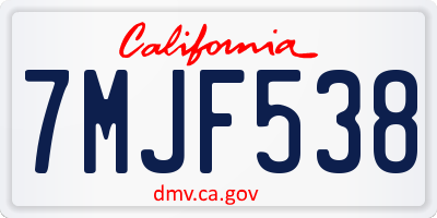 CA license plate 7MJF538