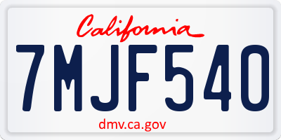 CA license plate 7MJF540