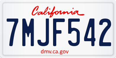 CA license plate 7MJF542