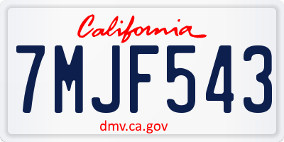 CA license plate 7MJF543