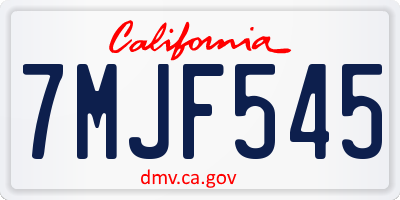 CA license plate 7MJF545