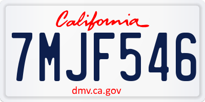 CA license plate 7MJF546