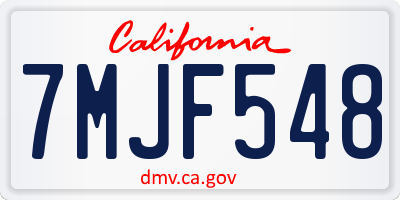 CA license plate 7MJF548