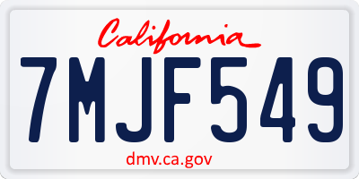 CA license plate 7MJF549