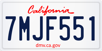 CA license plate 7MJF551