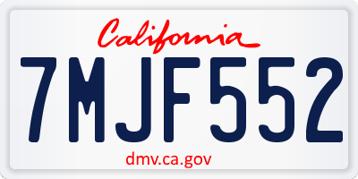 CA license plate 7MJF552
