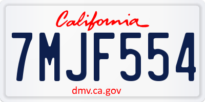 CA license plate 7MJF554