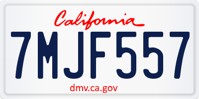 CA license plate 7MJF557