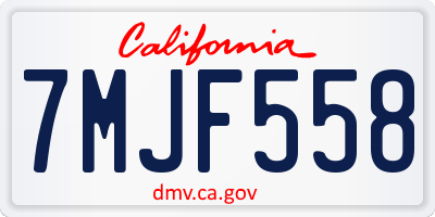 CA license plate 7MJF558