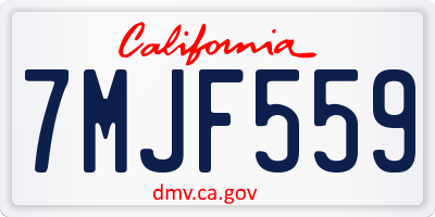CA license plate 7MJF559