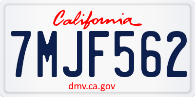 CA license plate 7MJF562