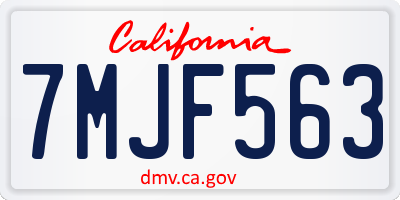 CA license plate 7MJF563