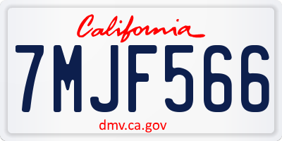 CA license plate 7MJF566