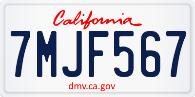 CA license plate 7MJF567