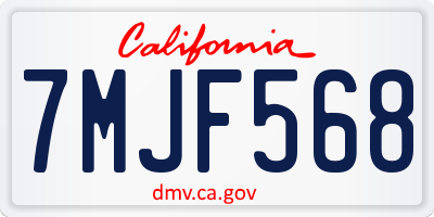 CA license plate 7MJF568