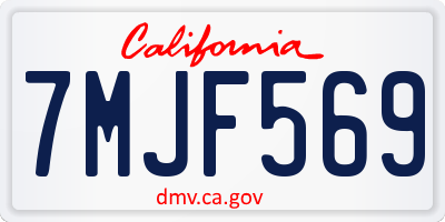 CA license plate 7MJF569