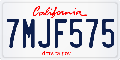 CA license plate 7MJF575