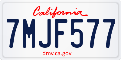 CA license plate 7MJF577