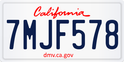 CA license plate 7MJF578