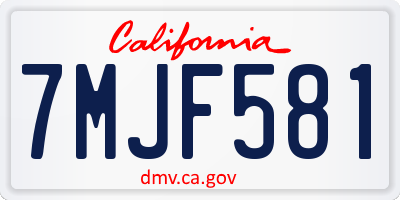 CA license plate 7MJF581