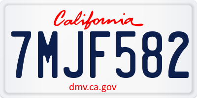 CA license plate 7MJF582
