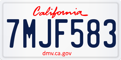 CA license plate 7MJF583