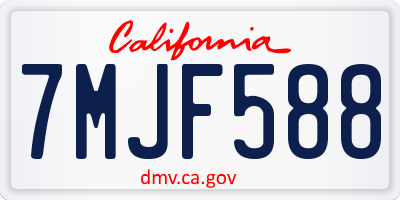 CA license plate 7MJF588