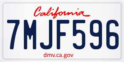 CA license plate 7MJF596