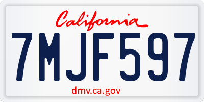CA license plate 7MJF597