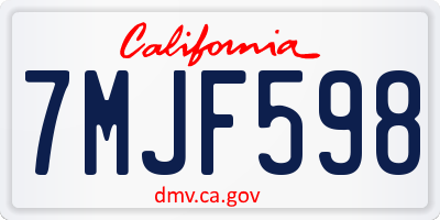 CA license plate 7MJF598