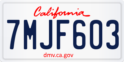 CA license plate 7MJF603