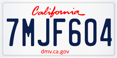 CA license plate 7MJF604