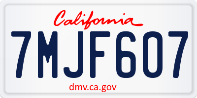 CA license plate 7MJF607