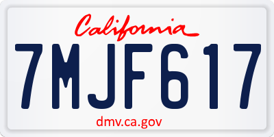 CA license plate 7MJF617