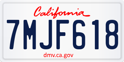 CA license plate 7MJF618