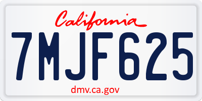 CA license plate 7MJF625