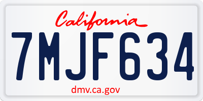 CA license plate 7MJF634