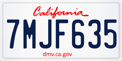 CA license plate 7MJF635