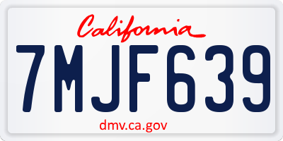 CA license plate 7MJF639