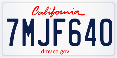 CA license plate 7MJF640