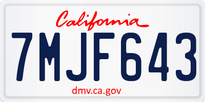 CA license plate 7MJF643
