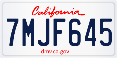 CA license plate 7MJF645
