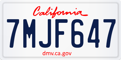 CA license plate 7MJF647