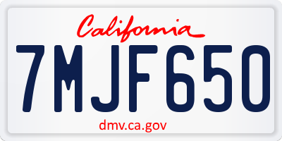 CA license plate 7MJF650